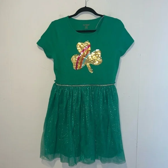 NWT Cat & Jack Girls Green St Patty Days Dress AA1 - Picture 1 of 6